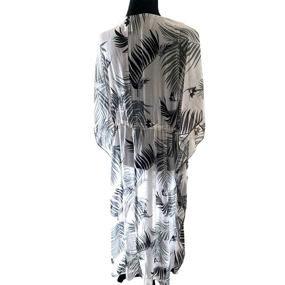 Ladies Palm Leaf Tropical Print Kaftan White Green Size XL LIKE NEW Cover-Up - Picture 3 of 9